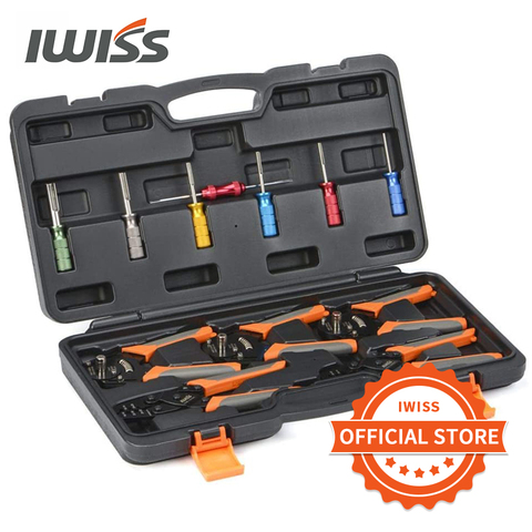 IWISS KIT-DC01 Kit de herramientas Mult Rapair automotrices, herramientas de engaste, conjunto de herramientas de extracción para terminales Deutsch, terminales de paquetes climáticos Crimpadora Terminales Alicates ► Foto 1/6