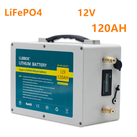 Lifepo4-Paquete de batería de litio de 12v y 120AH, lifepo4 de 12v con cargador de 10A para batería solar, fosfato de hierro ► Foto 1/6