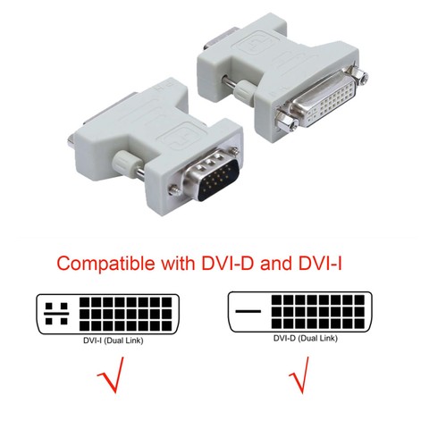 Adaptador DVI hembra a VGA macho, convertidor DVI-D 24 + 1 DVI-I 24 + 5 dual link ► Foto 1/3