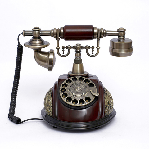 Teléfono de Dial giratorio Retro, celular fijo con campana de Metal clásica, con cable, con altavoz y rellamada para el hogar ► Foto 1/4