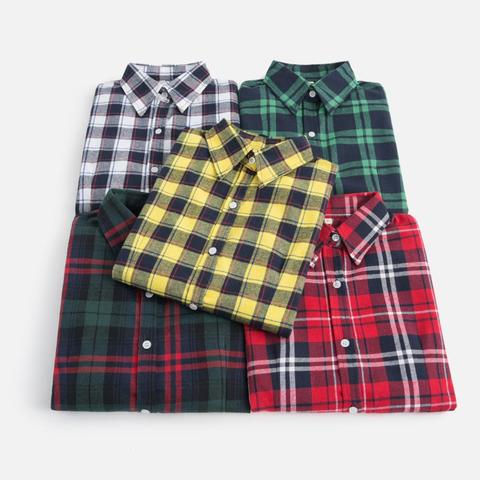 2022 primavera nueva marca mujeres Blusas manga larga franela de algodón Plaid camisas mujeres Casual Plus Size Blusas Mujer 20 color ► Foto 1/6