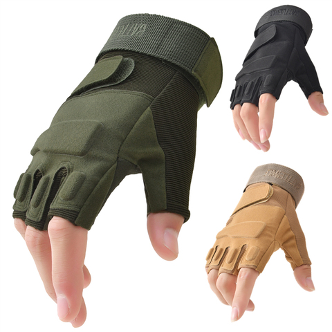 Guantes de Airsoft tácticos para exteriores, guantes deportivos, de medio dedo, militares, para hombre y mujer, para tiro de combate, caza, Fitness, sin dedos ► Foto 1/6