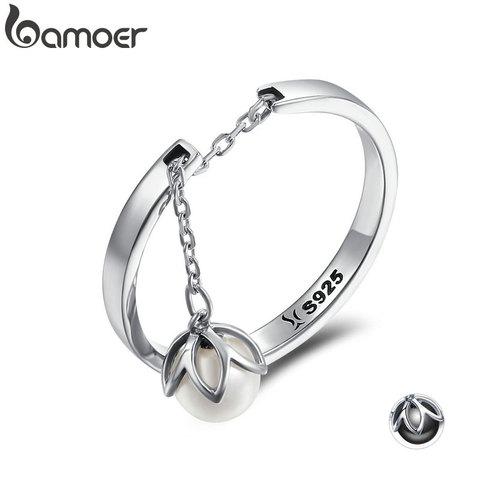 BAMOER-Anillos abiertos para dedos para mujer, de Plata de Ley 925 auténtica, lágrimas de flores, joyería de plata de ley de lujo SCR165 ► Foto 1/6