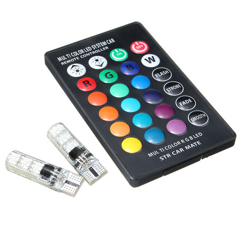 Bombilla LED de demostración para coche, luz lateral de cuña, multicolor, con controlador remoto, estroboscópico, 2 uds., 194, 168, LED RGB SMD 5050 ► Foto 1/6