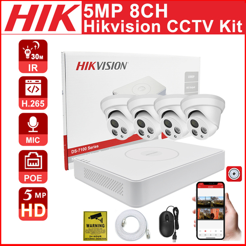 Kit CCTV Hikvision-sistema de seguridad CCTV, kit de 8 + 4 NVR POE de 5MP, Audio, cámara IP de detección de movimiento, videovigilancia ► Foto 1/5