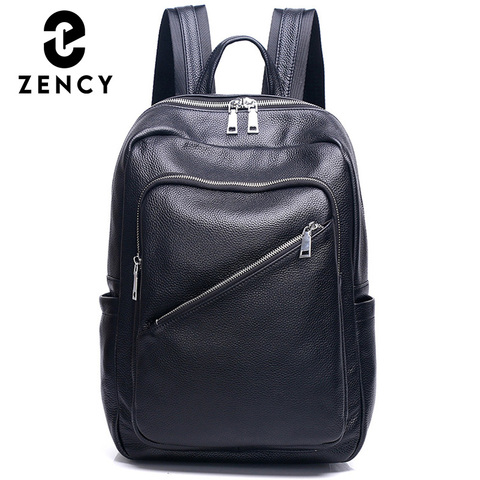 Zency-mochila de piel auténtica para mujer, bolso escolar de gran capacidad, multifuncional, apta para archivos A4, alta Bolsa De Calidad ► Foto 1/6