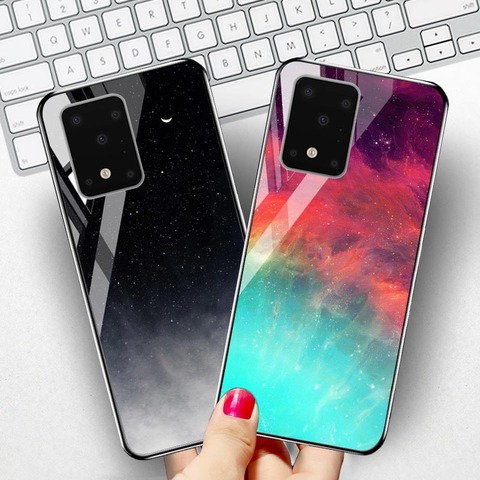 Caso de vidrio templado para el Samsung Note 10 8 casos de la estrella del espacio de parachoques para el Samsung Galaxy S8 S9 S10 S10E Plus 5G S20 Ultra cubierta estuche ► Foto 1/6