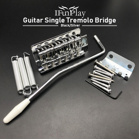 Guitarra Eléctrica sola Tremolo, sistema de puente, 6 cuerdas, puente con barra Whammy para guitarra eléctrica ST, color negro y plateado ► Foto 1/6