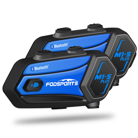 Fodsports-intercomunicador M1-S Plus con bluetooth, auriculares para casco de motocicleta, 8 conductores, inalámbrico, interfono FM para compartir música, 2 uds. ► Foto 1/6