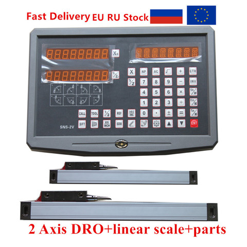 DRO 2 ejes lectura digital con 2 piezas 50-1020mm escala lineal/codificador lineal/regla lineal para fresadora de torno ► Foto 1/6