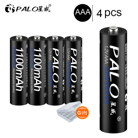 4 piezas PALO 100% original 1,2 V AAA NIMH baterías recargables 1100 mAh 3A AAA batería recargable hacen en China para coche de juguete ► Foto 1/6