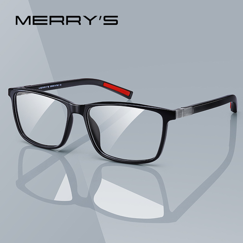 MERRYS-gafas graduadas con montura de acetato para hombre, lentes de montura miopía con bisagra de resorte, punta de Temple de silicona, S2518 ► Foto 1/6