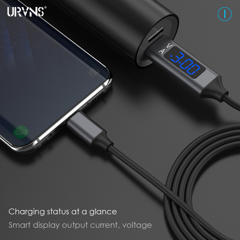 URVNS LED pantalla de voltaje actual 3A USB Cable De Carga Rápida Micro USB/Tipo C/Lightning Cable de cargador rápido para teléfono móvil ► Foto 1/6