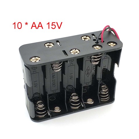 Nuevo 10 AA 2A batería 15V Clip caso titular caja de almacenamiento con cables de alambre negro ► Foto 1/6