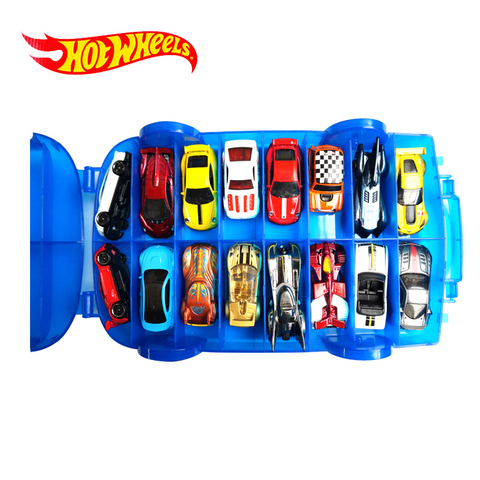 Hot Wheels-caja de almacenamiento de plástico portátil para niños, Juguetes educativos de camión, 16 coches, regalo ► Foto 1/6