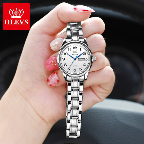 OLEVS-reloj de cuarzo de acero inoxidable para mujer, accesorio de pulsera de lujo, resistente al agua, 5567 ► Foto 1/6