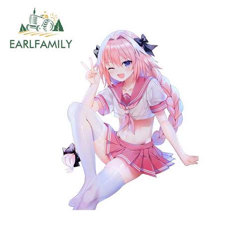 EARLFAMILY-Calcomanía para parabrisas, pegatinas de coche, motocicleta y maletero, color rosa, 13cm x 10cm, para Fate Apocrypha Astolfo ► Foto 1/4