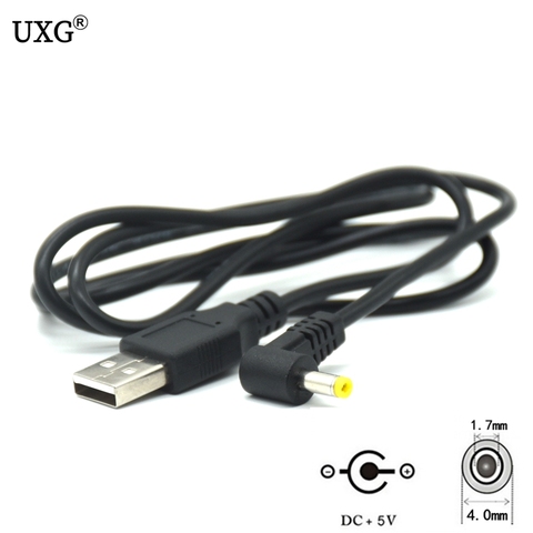 Enchufe de alimentación de CC de 2A, convertidor de USB a conector de 4,0x1,7mm/CC de 4017 con cable conector de 1M en blanco y negro ► Foto 1/5