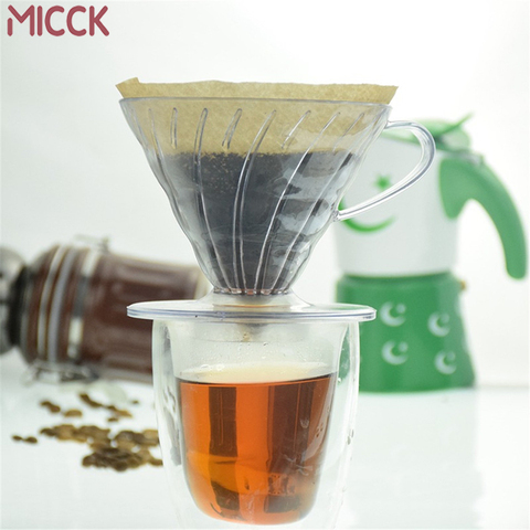 MICCK-gotero de café V60 de resina resistente al calor, herramientas de Barista, taza de filtro de café, vaso de vidrio lavado a mano, 2/4 tazas ► Foto 1/6