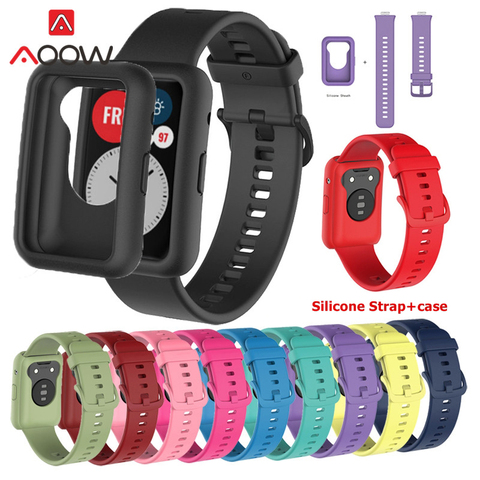 Correa deportiva de silicona para Huawei Watch Fit, funda protectora para reloj inteligente, kit de repuesto para pulsera ► Foto 1/6