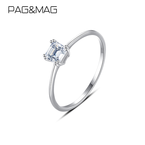 PAG & MAG-Anillos minimalistas de CZ para mujer, de Plata de Ley 925, sortijas de boda con estilo, joyería para citas, regalo ► Foto 1/6