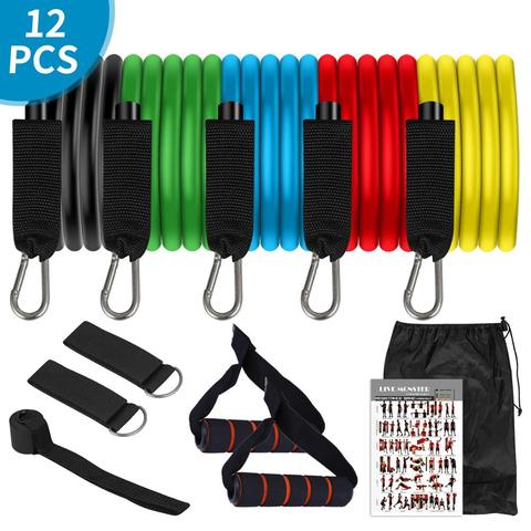 11 Uds TPE de bandas de resistencia de Crossfit ejercicio de entrenamiento de Yoga tubos cuerda de caucho expansor elástico bandas elásticas para Fitness con bolsa ► Foto 1/6