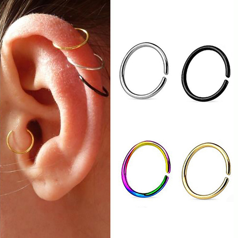 1-5pc falso anillo de Nariz de tabique aro de Clip pendiente de acero inoxidable Cartiliage Helix Piercing Tragus de oreja para la joyería de las mujeres 16G ► Foto 1/6