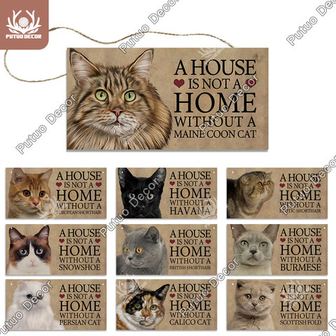 Putuo-placa colgante de madera de gato para decoración de hogar, letreros de la amistad para Gato, hogar, decoración de pared ► Foto 1/6