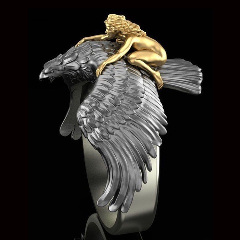 Anillo POFUNUO de moda para hombre, anillo Águila en vuelo de Ángel con  personalidad 3D, alas doradas de Ángel tridimensionales, hombres y mujeres,  casados - Historial de precios y revisión | Vendedor