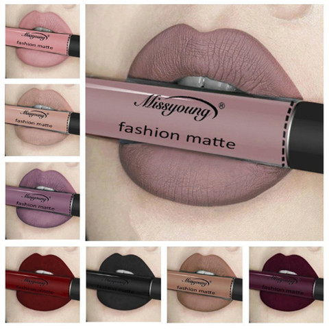 Nueva Marca maquillaje pintalabios mate pintalabios marrón Color Chocolate líquido lápiz labial brillo mate Batom Maquiagem ► Foto 1/6