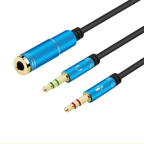 Cable convertidor adaptador de auriculares de 3,5mm, divisor de Audio de micrófono, Cable auxiliar de extensión para ordenador y PC ► Foto 1/6