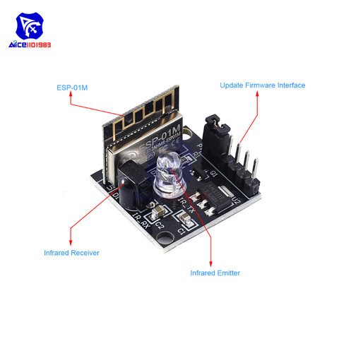 Diymore-Placa de desarrollo de ESP-01M para Arduino, transmisor y receptor inalámbrico de Módulo de Control Remoto, con WiFi, IR, ESP8285 ► Foto 1/6