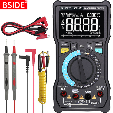 Profesional multímetro Digital BSIDE ZT-M1 T-RMS Auto/Manual de 8000 DC/AC 20A voltaje actual capacitancia VFC batería ohm tester ► Foto 1/6