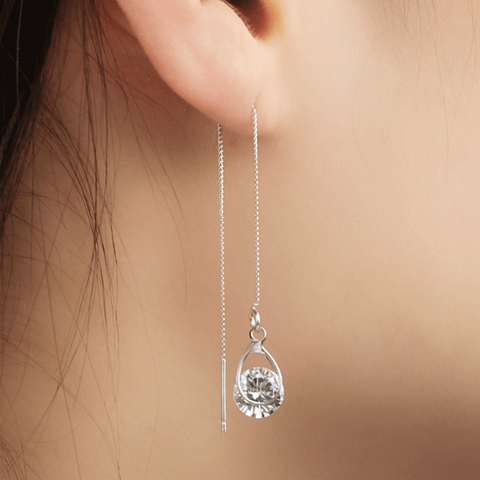 Pendientes colgantes con borla de diamantes de imitación para mujer, joyería de cristal de moda, aretes Brincos para boda ► Foto 1/4