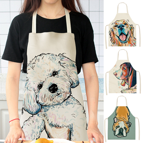 Delantal de cocina para adultos, antisuciedad, sin mangas, de poliéster, serie Animal perro, estampado, 68x55cm ► Foto 1/6