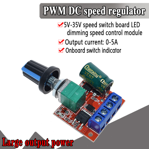 Módulo regulador de velocidad ajustable, controlador de interruptor regulador de 24V, 5A, 90W, PWM, 12V, controlador de velocidad del Motor de CC, DC-DC, 4,5 V-35V ► Foto 1/6