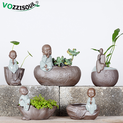 Chino Bonsai Maceta orquídea suculenta olla de cerámica macetas Maceta para flores de balcón para plantas suculentas florero para Oficina Decoración ► Foto 1/6