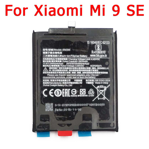 Batería de litio 100% Original para móvil, piezas de repuesto para Xiaomi Mi 9 SE Mi9 9SE, BM3M, 2970mAh, li-lon ► Foto 1/3