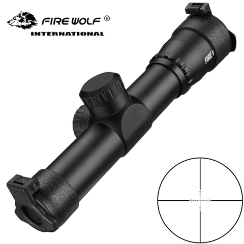 Mira de rifle Fire Wolf de 4,5x20 para caza, visión óptica táctica P4, vista cruzada con tapa, cubierta de lente y anillo de airsoft, espejo de bolsillo ► Foto 1/6