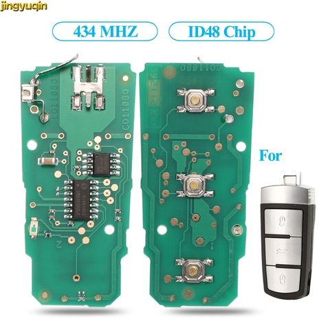 Placa de circuito de llave de coche inteligente remota Jingyuqin, Chip ID48 de 434Mhz para Volkswagen VW Passat B6 3C B7 Magotan CC 3 botones de Control ► Foto 1/4