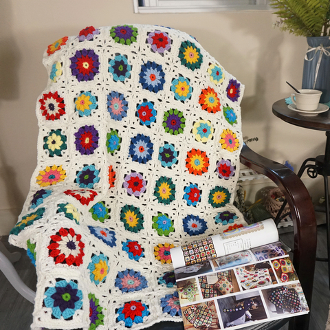 Hecho a mano estera de sofá manta de ganchillo cojín de la abuela Plaza manta afgana colorido estéreo Daisy mantel tipo camino de mesa ► Foto 1/6
