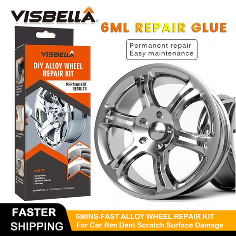 VISBELLA DIY rueda de aleación de Kits de reparación de adhesivo General coche plateado de borde Dent cero superficie daños importa herramienta manual de reparación de ► Foto 1/6