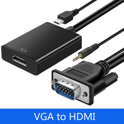 Adaptador de Cable VGA a HDMI, convertidor de macho a hembra con salida de Audio 1080P VGA HDMI, adaptador para PC, portátil a proyector HDTV, nuevo ► Foto 1/6