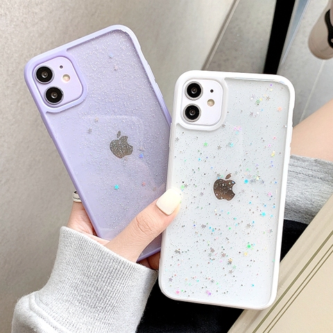 Funda transparente brillante a prueba de golpes para iPhone, funda suave a prueba de golpes para iPhone 11 12 mini Pro Max XS X XR 7 8 6 6S plus SE 2022 ► Foto 1/6