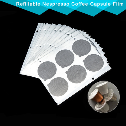 2000PC recargable Cápsula de café Nespresso Flim de relleno de acero inoxidable cápsula autoadhesiva de papel de aluminio de Brewer tapa ► Foto 1/6