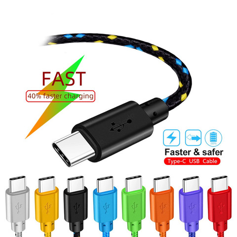 Cable USB tipo C de 3M, Cable de datos de carga rápida para Xiaomi Mi Note 10 Pro, Samsung S10, S9, S8 Plus, 1M ► Foto 1/6