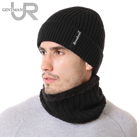 Gorros gruesos de lana con etiqueta para hombre, gorro cálido de moda para actividades al aire libre, gorro de punto con forro de piel, envío directo ► Foto 1/6