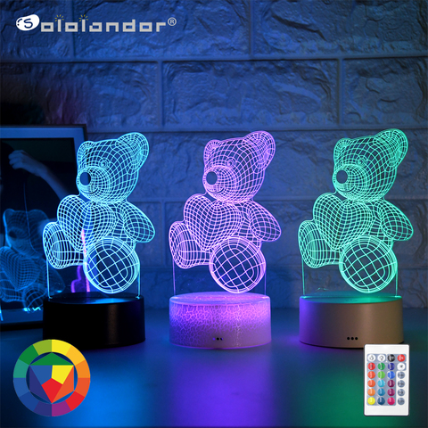 Lámpara de mesita de noche para chico, luz de noche LED 3D de noche creativo, abrazo romántico, oso, Chico, regalo para decoración del hogar ► Foto 1/6