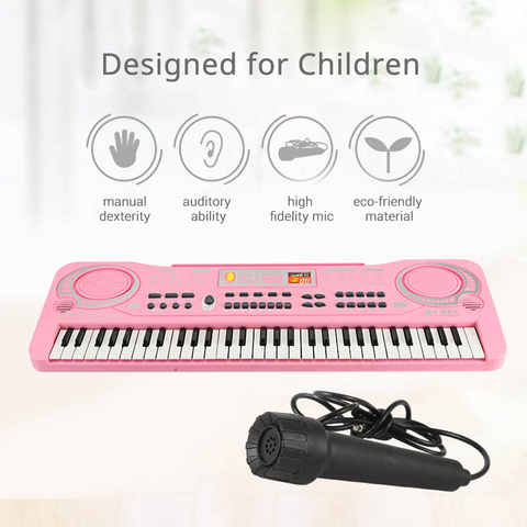 Piano con teclado Digital USB para niños, instrumento Musical con micrófono, 61 teclas de órgano electrónico ► Foto 1/6