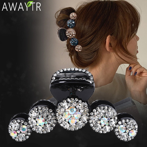 Las mujeres, grandes diamantes de imitación de pelo garras cangrejo horquillas pinzas para el pelo con cristales broches de cola de caballo chicas ornamentos accesorios para el cabello Hairgrip ► Foto 1/6